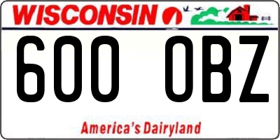 WI license plate 600OBZ