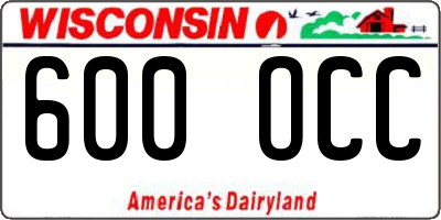 WI license plate 600OCC