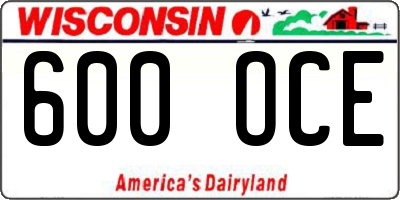 WI license plate 600OCE