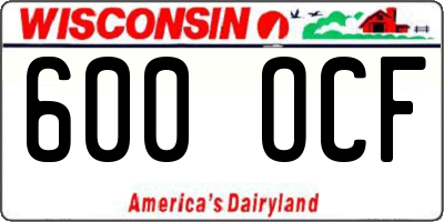 WI license plate 600OCF