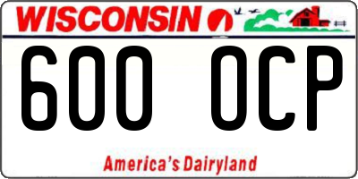 WI license plate 600OCP