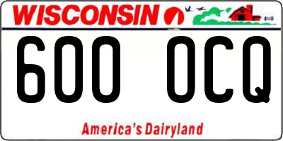WI license plate 600OCQ