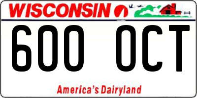 WI license plate 600OCT