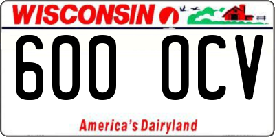 WI license plate 600OCV