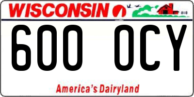 WI license plate 600OCY