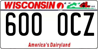 WI license plate 600OCZ