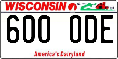 WI license plate 600ODE