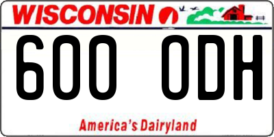 WI license plate 600ODH