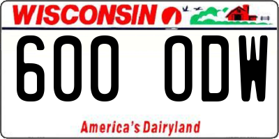 WI license plate 600ODW