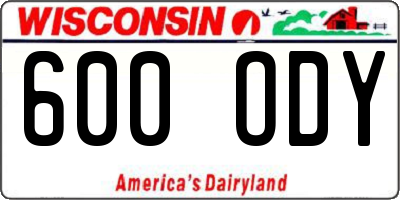 WI license plate 600ODY