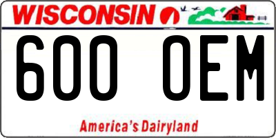 WI license plate 600OEM