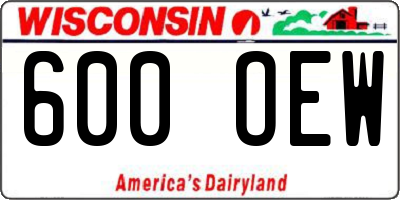 WI license plate 600OEW