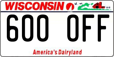 WI license plate 600OFF