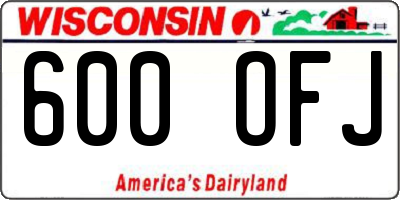 WI license plate 600OFJ