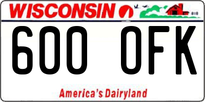 WI license plate 600OFK