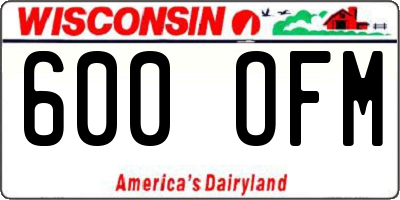 WI license plate 600OFM
