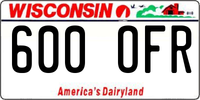 WI license plate 600OFR