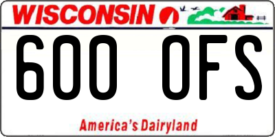 WI license plate 600OFS