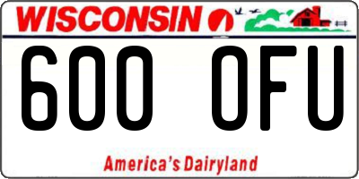 WI license plate 600OFU