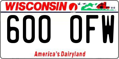 WI license plate 600OFW