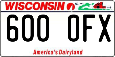 WI license plate 600OFX