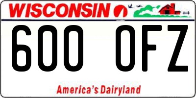 WI license plate 600OFZ