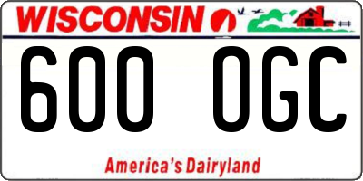 WI license plate 600OGC