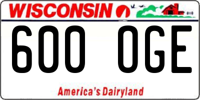 WI license plate 600OGE