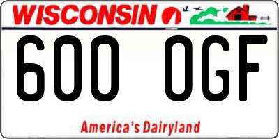WI license plate 600OGF