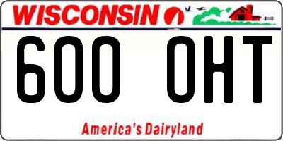 WI license plate 600OHT