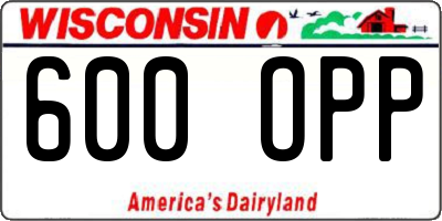 WI license plate 600OPP