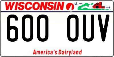 WI license plate 600OUV