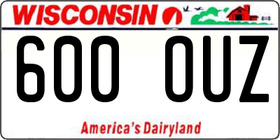 WI license plate 600OUZ