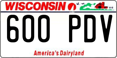 WI license plate 600PDV