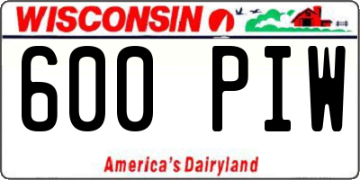 WI license plate 600PIW