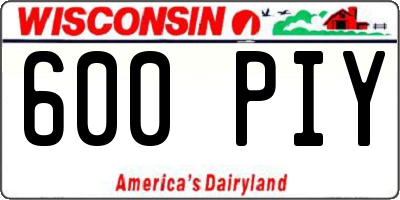 WI license plate 600PIY