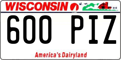 WI license plate 600PIZ