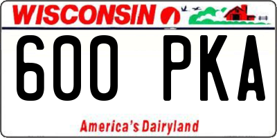 WI license plate 600PKA