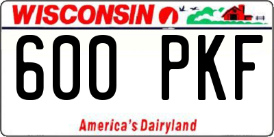 WI license plate 600PKF