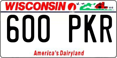 WI license plate 600PKR