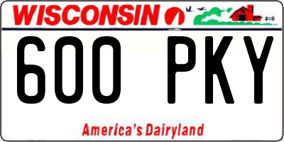 WI license plate 600PKY