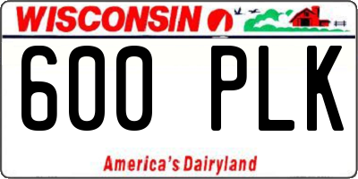 WI license plate 600PLK