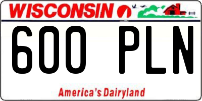 WI license plate 600PLN