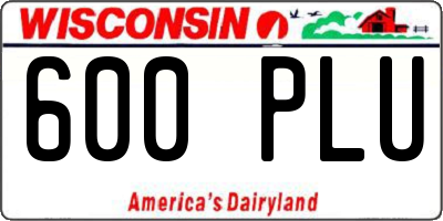 WI license plate 600PLU