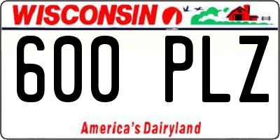WI license plate 600PLZ