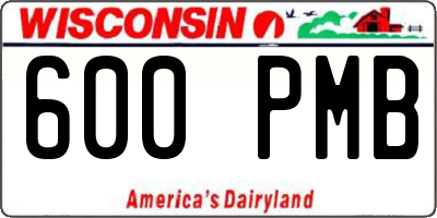 WI license plate 600PMB
