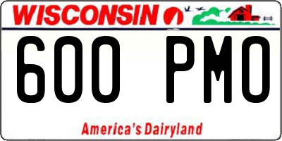 WI license plate 600PMO