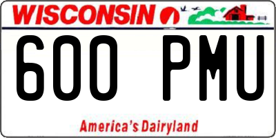 WI license plate 600PMU