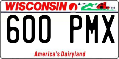 WI license plate 600PMX