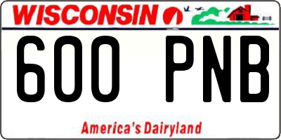 WI license plate 600PNB